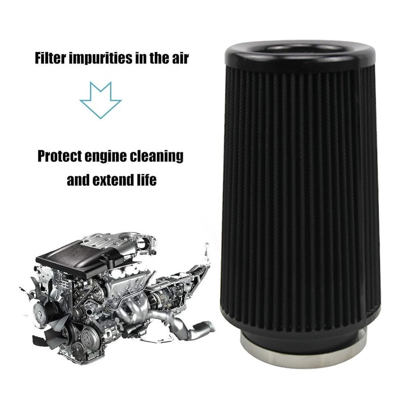 RYANSTAR RACING RYANSTAR Universal Clamp-On Air Filter Three Different Size 76MM 89MM 102MM High Flow Round Tapered Cone Closed-Top Cool Air Filter Cleaner Fit compatible with car and Motorcycle Black - Image 5